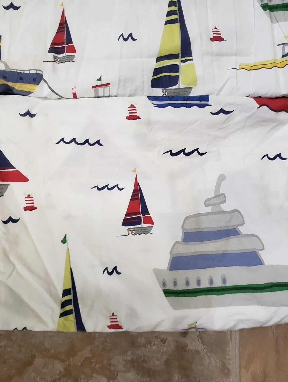 Pottery Barn Kids Twin Sailboat/Tugboat Print Sheets